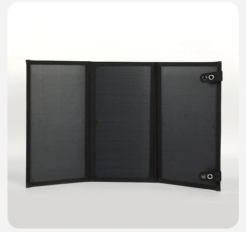 Vikbar Solpanel 60W – Monokristallin IP65 USB-C PD3.0 QC3.0 DC Camping Utomhus 850g Svart Khaki Grå