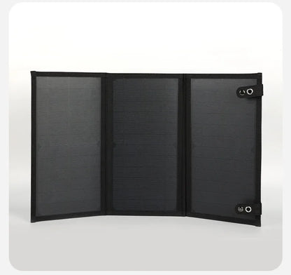 Vikbar Solpanel 60W – Monokristallin IP65 USB-C PD3.0 QC3.0 DC Camping Utomhus 850g Svart Khaki Grå