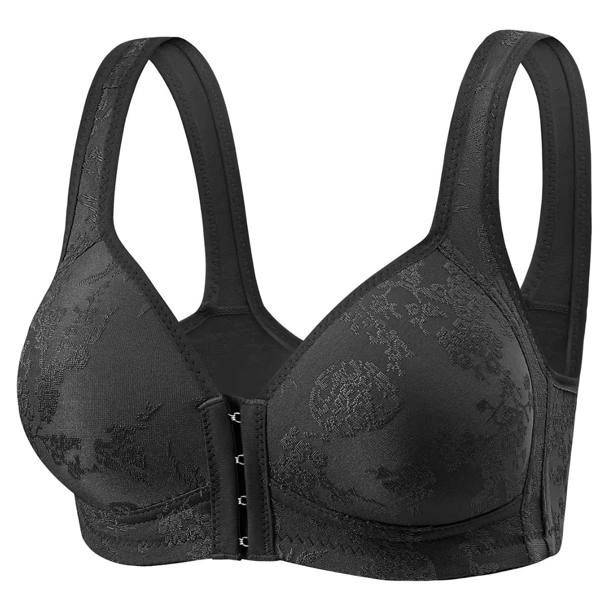 Women's Bra Wire-Free Front Closure Solid Color Full Coverage Fixed Cups More Considerate for Middle-Aged And Elderly Individual