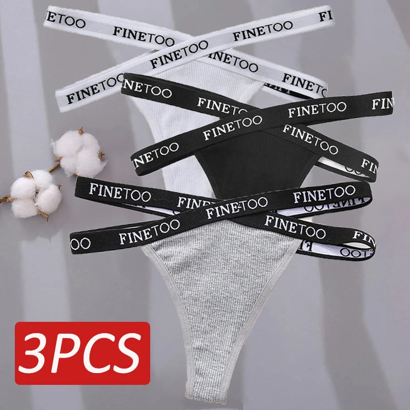 3-pack stringtrosor med korsade sidoband i bomull, M–XL