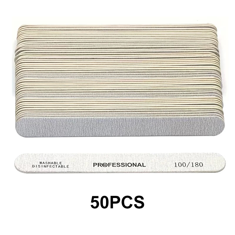 10-100PCS Wooden Nail File Professional Sanding Buffer Files 100/180/240 Double Side For Nail Art Pedicure UV Gel Tips Tools