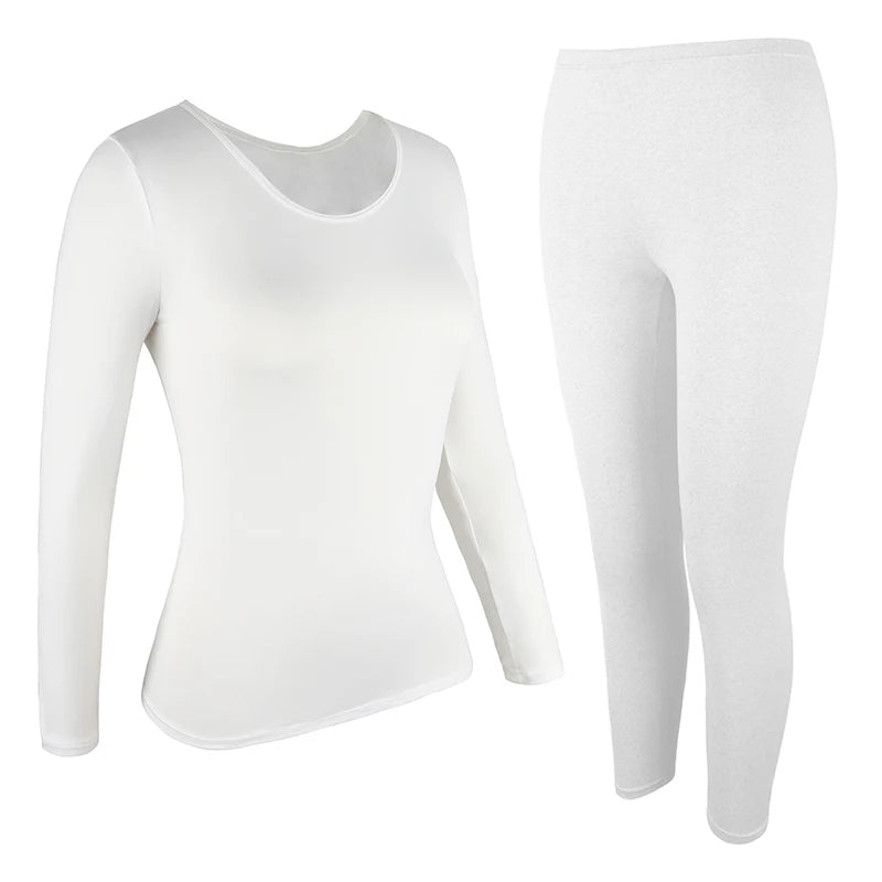 Thermal Underwear Set for Women Long Johns Base Layer Set Warm Top Bottom for Winter Round Neck Lingerie