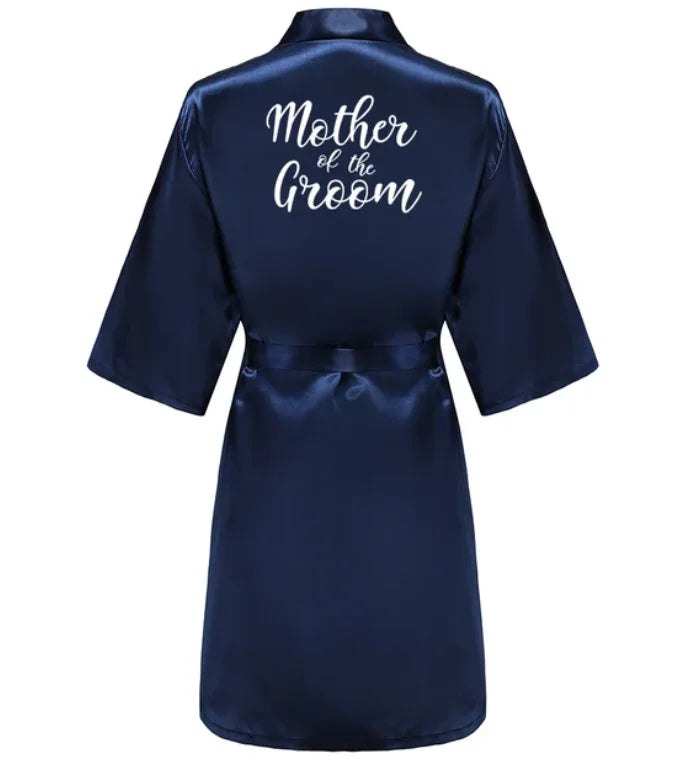 Satin Silk Robes Plus Size Wedding Bathrobe Bride Bridesmaid Mother Maid of Honor Gown Women Clothing Sleepwear Navy Blue