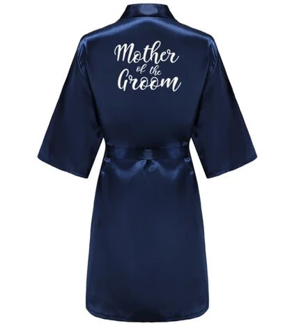 Satin Silk Robes Plus Size Wedding Bathrobe Bride Bridesmaid Mother Maid of Honor Gown Women Clothing Sleepwear Navy Blue