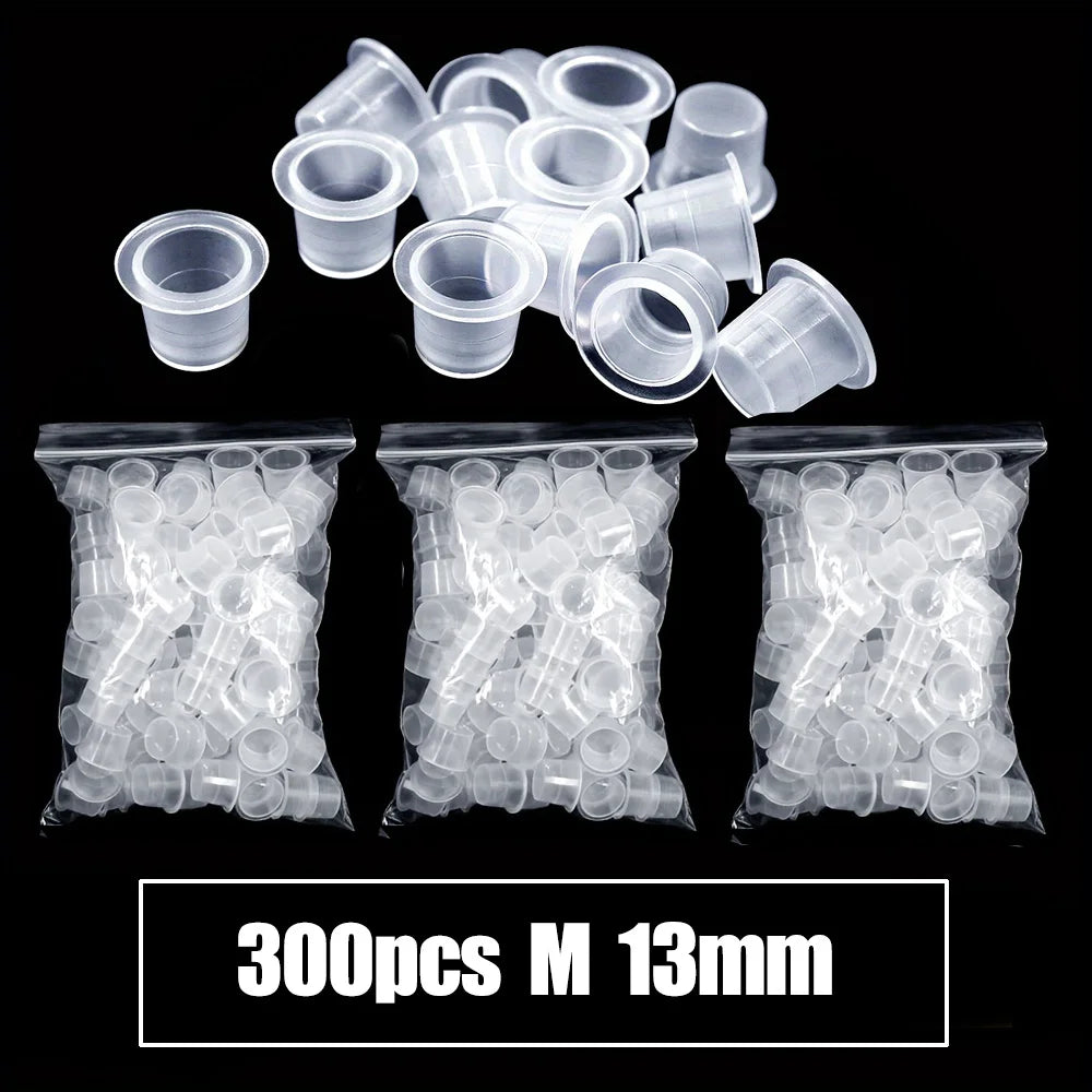1000/100pcs Disposable Tattoo Ink Cups S/M/L Plastic Clear Holder Container Cap for Tattoo Pigment Permanent Makeup Accessories