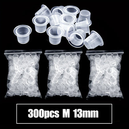 1000/100pcs Disposable Tattoo Ink Cups S/M/L Plastic Clear Holder Container Cap for Tattoo Pigment Permanent Makeup Accessories