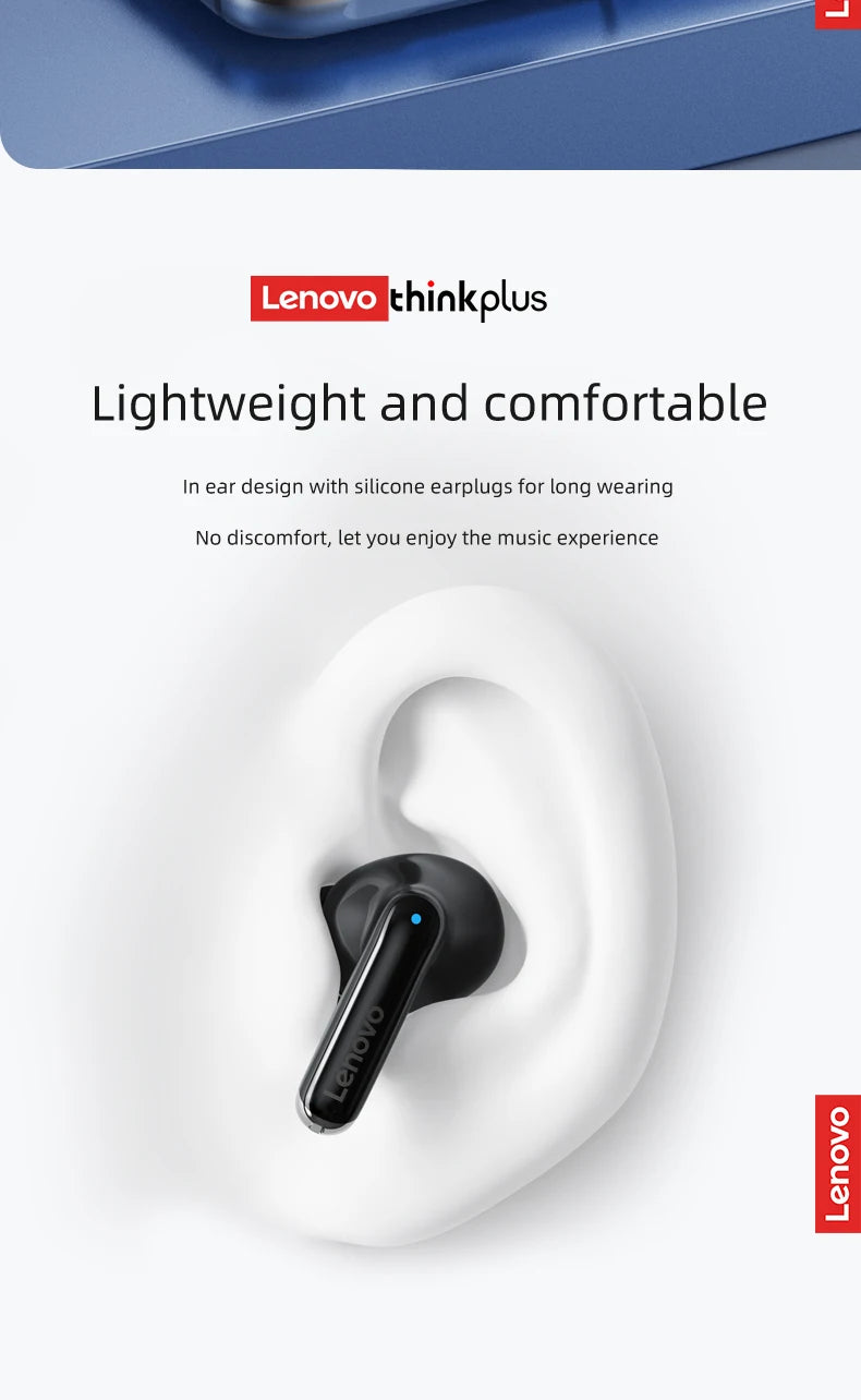 Lenovo GM2 PRO XT88 True Wireless Earbuds – Bluetooth 5.3 Dubbel Mikrofon Touch 4h Speltid Svettskyddad HiFi Bass CE/FCC Vit Svart