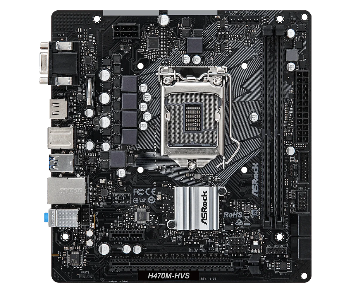 ASROCK H470M-HVS H470 Motherboard LGA 1200 CPU Support I9-10900F I5-10600KF I5-10400F I7-10700F DDR4 64GB SATA3 HDMI Micro ATX