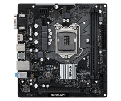 ASROCK H470M-HVS H470 Motherboard LGA 1200 CPU Support I9-10900F I5-10600KF I5-10400F I7-10700F DDR4 64GB SATA3 HDMI Micro ATX