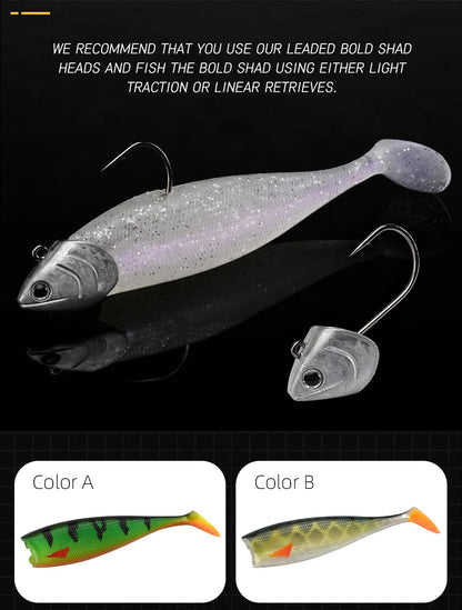 BLUX BLOD SHAD 80mm 105mm Soft Fishing Lure Jighead Black Tail Minnow Artificial Silicone Bait Saltwater Sea Bass Swimbait Gear