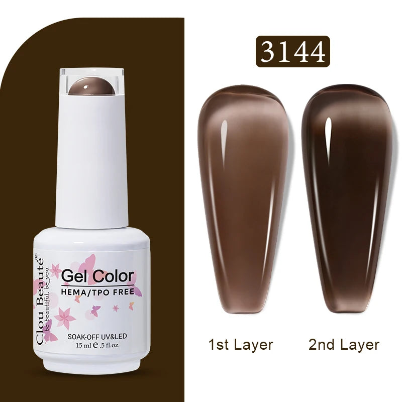 Clou Beaute Transparent French Gel Polish Translucent Nude Pink Red Jelly Glass Milky White Varnish Rainbow Color Nail Art