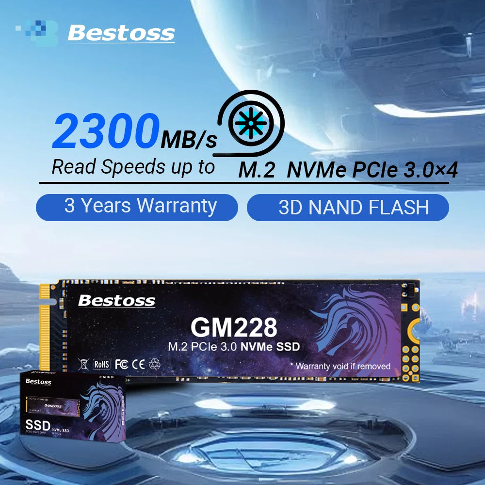 Bestoss M.2 SSD NVMe PCIe 3.0x4 128GB 256GB 512GB 1TB 2TB Solid State Drive 2280 Internal Hard Disk for Laptop Desktop