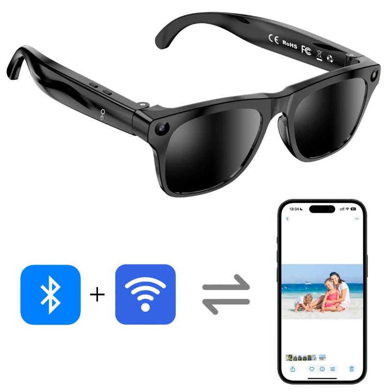 Lenovo 32G Memory 800W 4K Camera Smart Glasses Men Photos&Videos 3600mAh Power Bank 120+Languages Translation AI Glasses Women