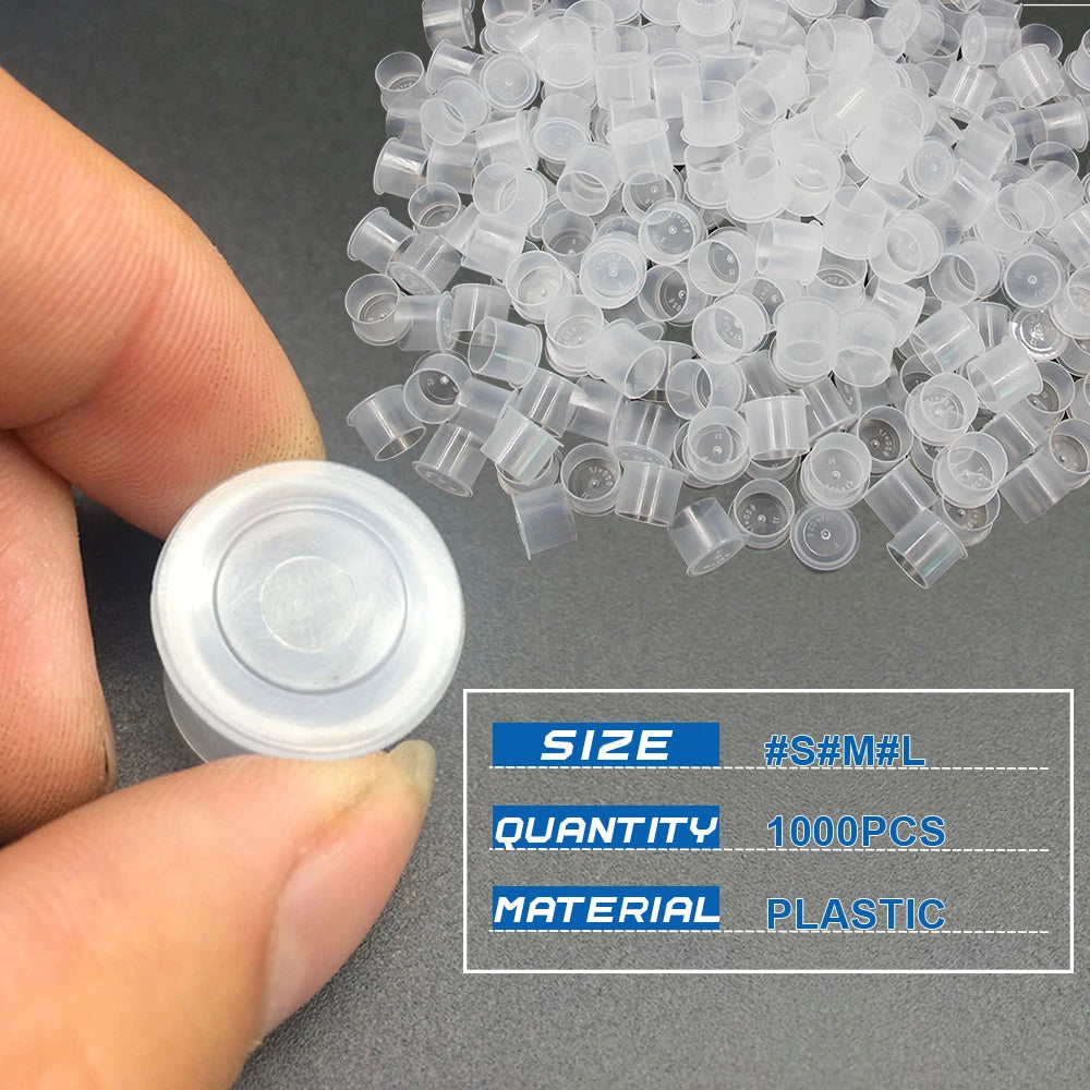 1000/500/100pcs Plastic Tattoo Ink Cups Caps 17mm 14mm 11mm Clear Self Standing Ink Caps Tattoo Pigment Cups Supply for Inks