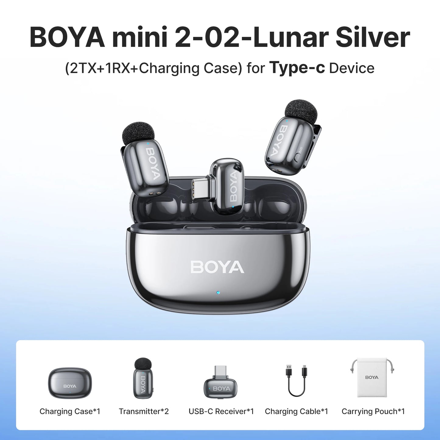 BOYA Mini 2 Wireless Lavalier Microphone AI Noise Reduction Mini Mic for iPhone 6-14/15-17 USB-C Android Phone Video Recording