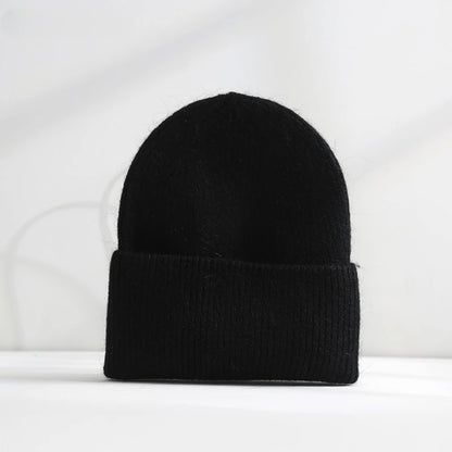 Fluffy Angora Hat Rabbit Fur Warm Winter hat For Womans Cashmere Wool Soft Beanies Blue Knitted Hat Outdoor Ski Female