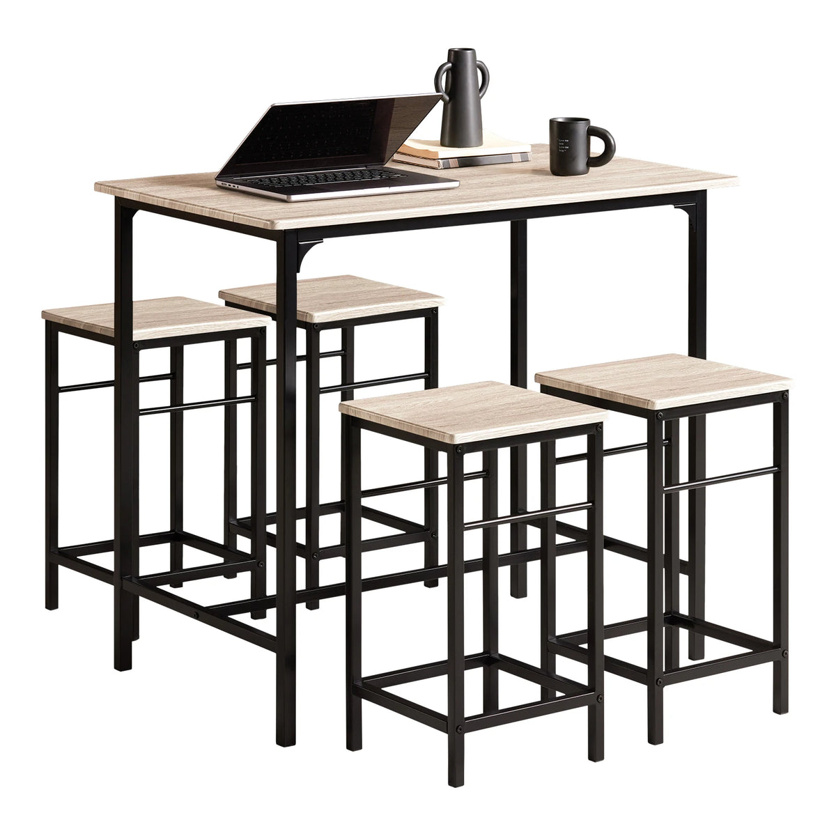 SoBuy OGT11 barbordsset med 4 barpallar – bord 100 × 60 cm
