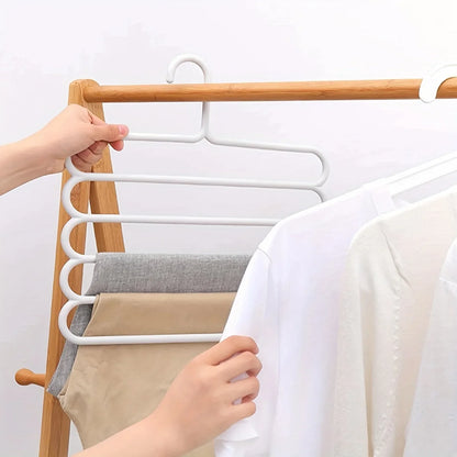 4 pcs Pants Rack Multifunctional Household Saving Space Multi Layer Trousers Hanger Pants Closet Color Clothes Peg 5 Layers