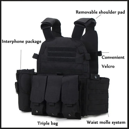 6094 utrustningsväst för airsoft med MOLLE-fästen