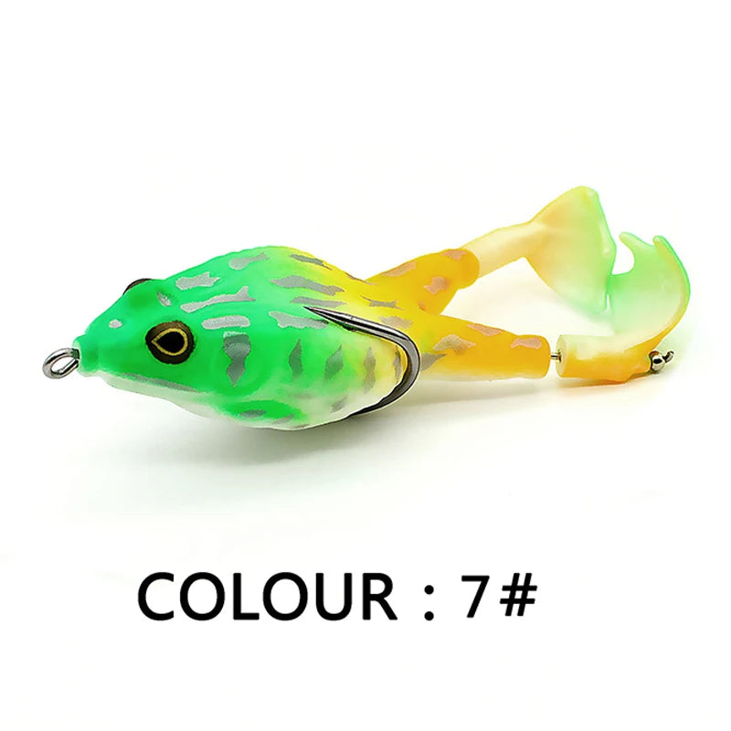1pc Surface Frog Lure Top Water Bass Fishing Lures Soft Frog Double Propellers Legs Freshwater Rotating Tail Floating Swing Bait