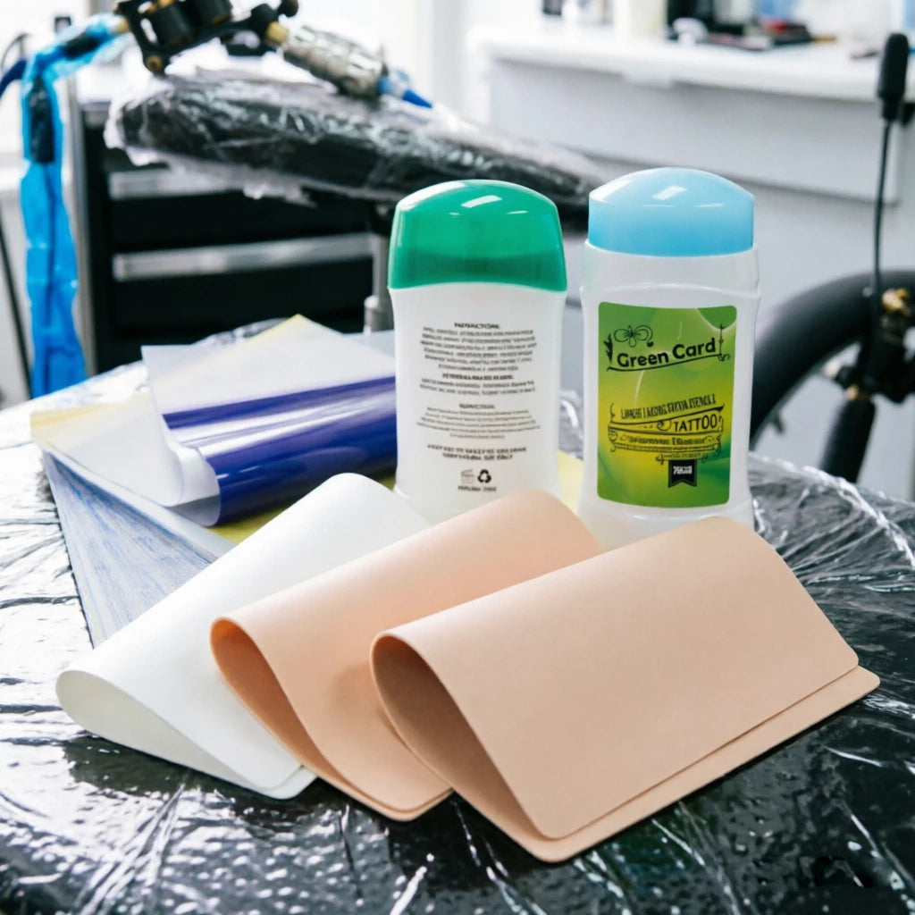 Tattoo Transfer Set with Stencil Cream Tattoo Transfer Paper Foam Bottle Set Professional Tattoo Practice Skin Transfer Gel