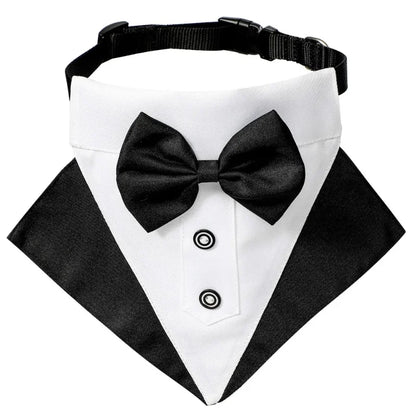 Dog Tuxedo Suit Formal with Bowtie Collar Bandana Set Wedding Party Costume Doggy Prince Shirt for Engagement Pet Clothes