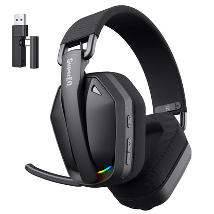 EKSA G19BT 2.4GHz Wireless Gaming Headphones Bluetooth 5.4 3.5mm Headset 30ms Low Latency 40mm RGB Hidden Mic 35H Foldable PC