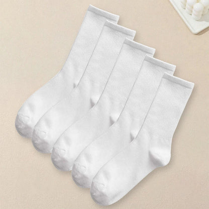 1/510 Pairs Women Solid Color Socks Simple Versatile Fashionable Socks Antibacterial Odor Resistant Breathable Comfortable Socks