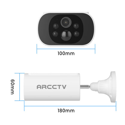 ARCCTV 2K WiFi Solar Camera Color Night Vision Two Way Talk FHD Surveillance Camera Outdoor Wireless IP66 Waterproof Siren Alarm