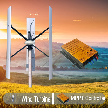 Vertikal Vindturbin 5kW/15kW/20kW 12V–220V – Permanent Magnet Generator Hushåll Camping Off-Grid, 5 Systemkonfigurationer