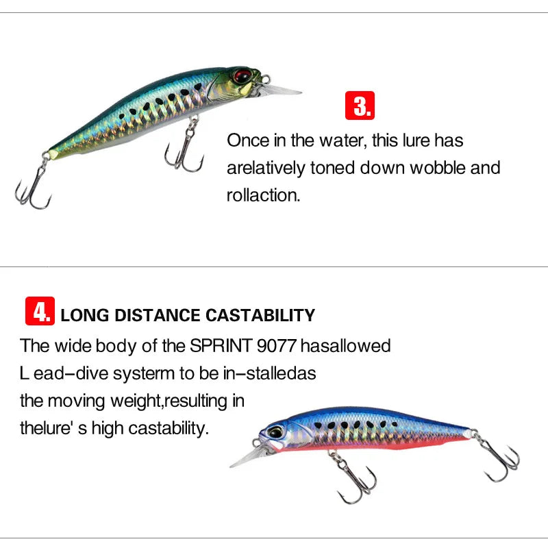 Minnow Fishing Lure Wobbler Rozante 77SP Long Cast Hover Swaying Lure Jerkbait Artificial Bait Culter 77mm/63mm Alburnus Bait