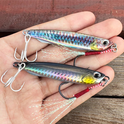 5pcs/box Metal Jig Lures 10g 20g 30g 40g Spinner Sinking Pencil Feather Hook Treble Hooks Pesca Set Fishing Tackle Box Bait Kit