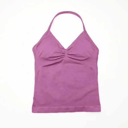NCLAGEN Seamless Longline Strappy Top Sports Yoga Vest Women Fitness Tank Top Gym Beautiful Open Back Bra Running Workout Halter