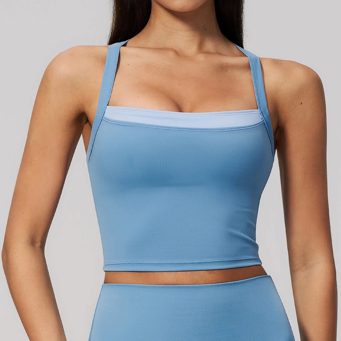 Women Criss Cross Back Yoga Tank Top Push Up Sports Bra Fitness Running Workout Gym Vest Color Block Sport Underwear Crop Top