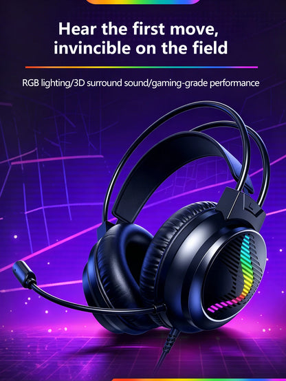 AKKHOO Gaming Headset 3,5mm RGB – 360° Roterbar Mikrofon Minnesskum CE/RoHS Internetcafé Gaming Svart Vit