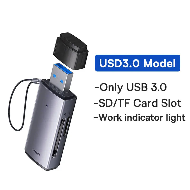 USB 3.0-kortläsare för SD och microSD – USB-A/USB-C