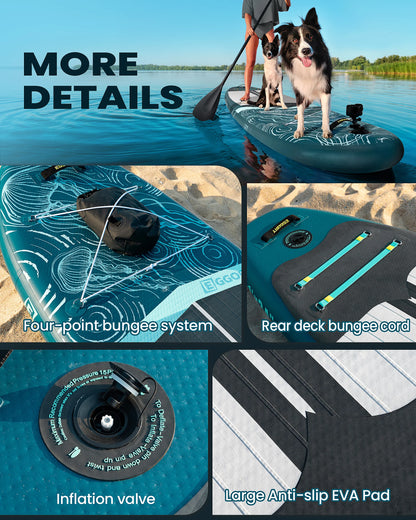 EGGORY Uppblåsbar SUP-bräda – Ca 335 cm, 7 Designs, Komplett Set, Skickas från Tyskland