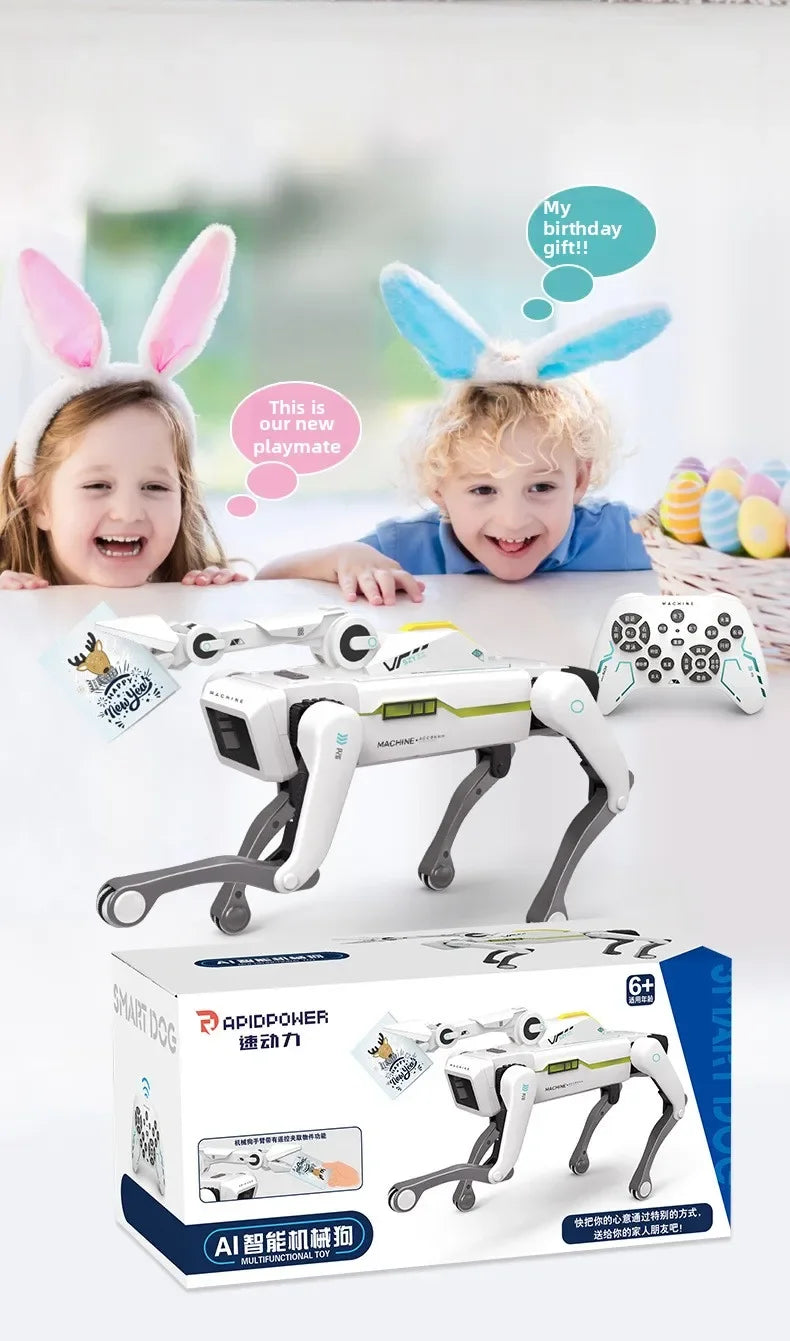 Teeggi Electric RC Intelligent Robot Dog Multifunction RC Mechanical Dog with turret Educational Toy Bionic Smart Robot Toy Gift
