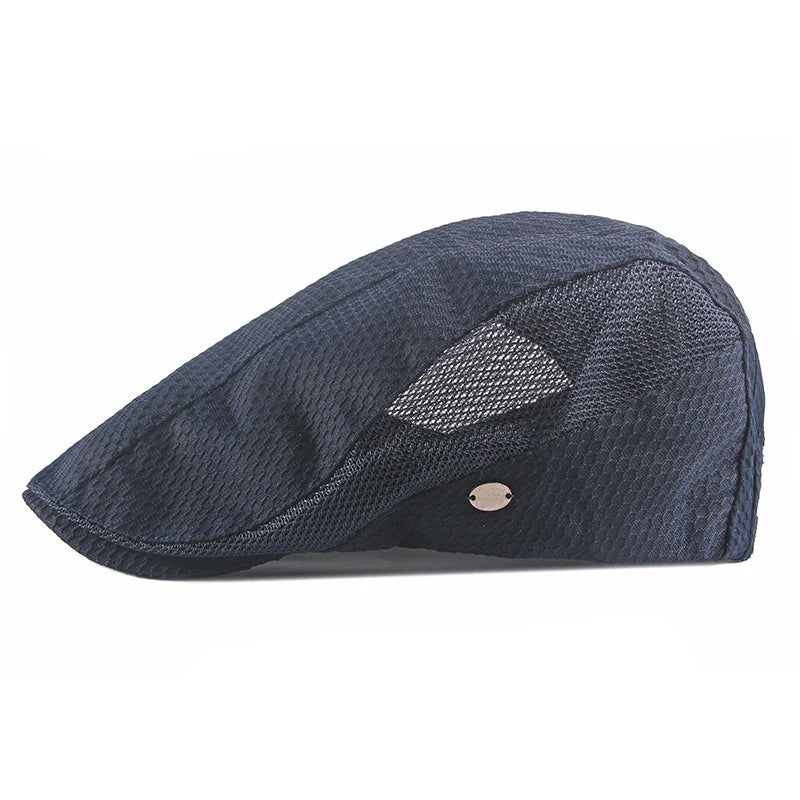Summer Beret Hats for Man Forward Cap Women Hollow Mesh Breathable Flat Peaked Caps Fashionable Outdoor Cap Adjustable