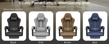 Vittanly Gaming Chair Ergonomic Gaming Chair with Headrest, Lumbar Cushion and Footrest, Height-Adjustable Rotating Office Chair