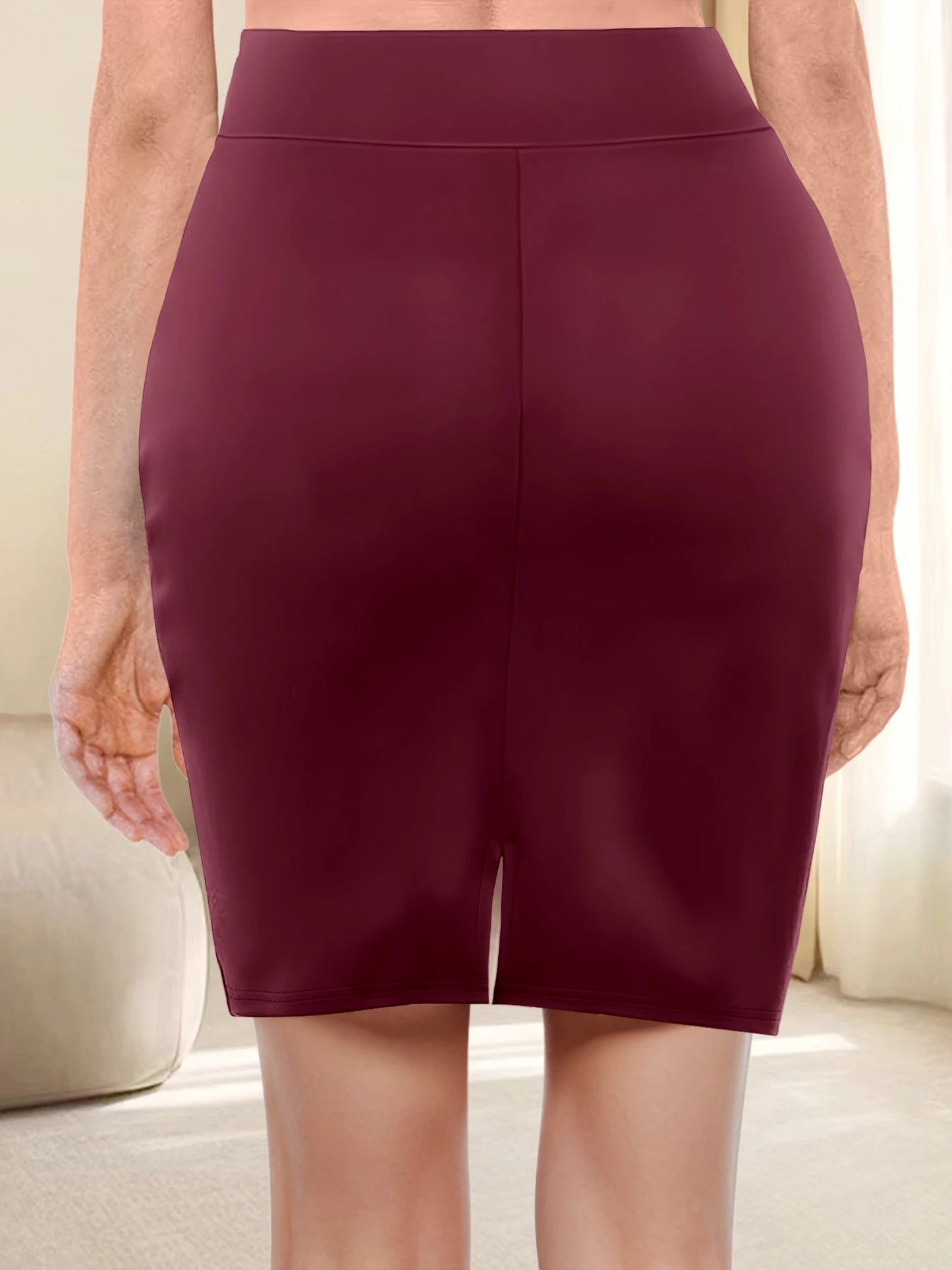 High-Waisted Tight Fit Mini Skirt - Stretchy Soft Fabric, Slim Bodycon Silhouette, Timeless Solid Colors