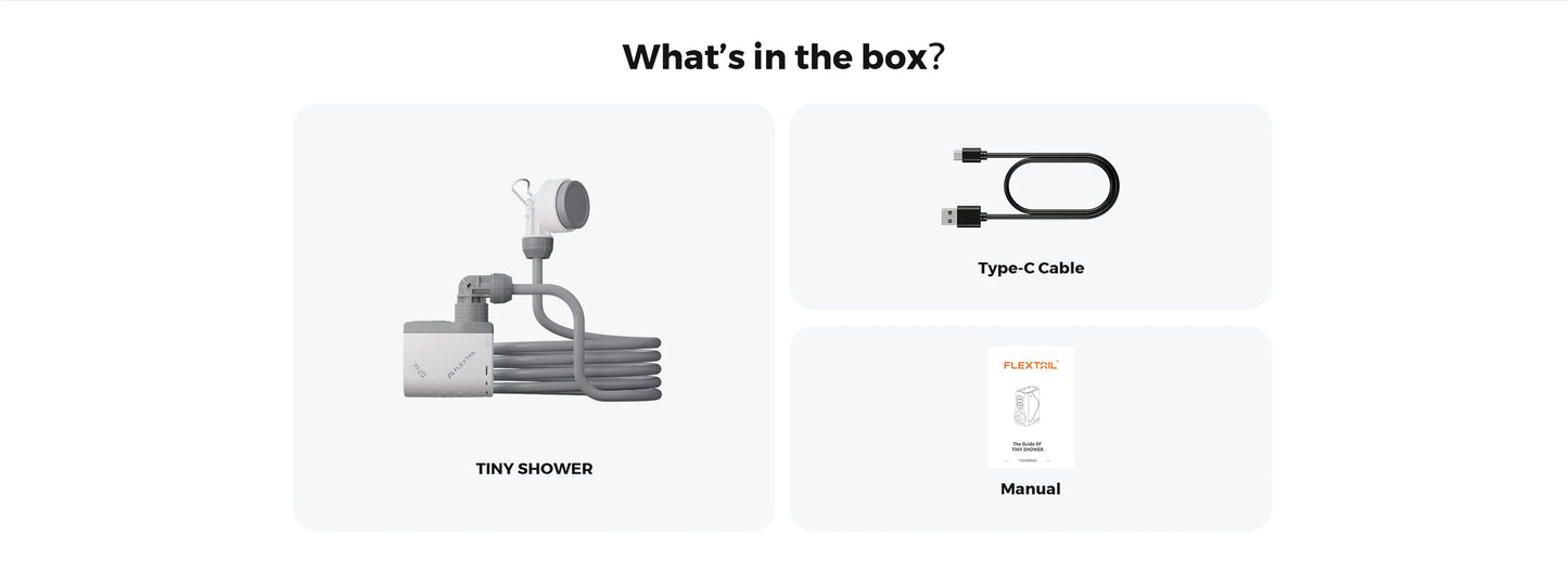 FLEXTAIL TINY SHOWER – Portabel Elektrisk Campingdusch, IPX7, 2500mAh, USB-C, 2 Lägen