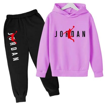 Kids Hoodie Basketball Letters Pullover 3-12Yrs Coat Sweatshirt+Pants Boy Girl Toddler Jogging Clothes Leisure Fashion Brand Set