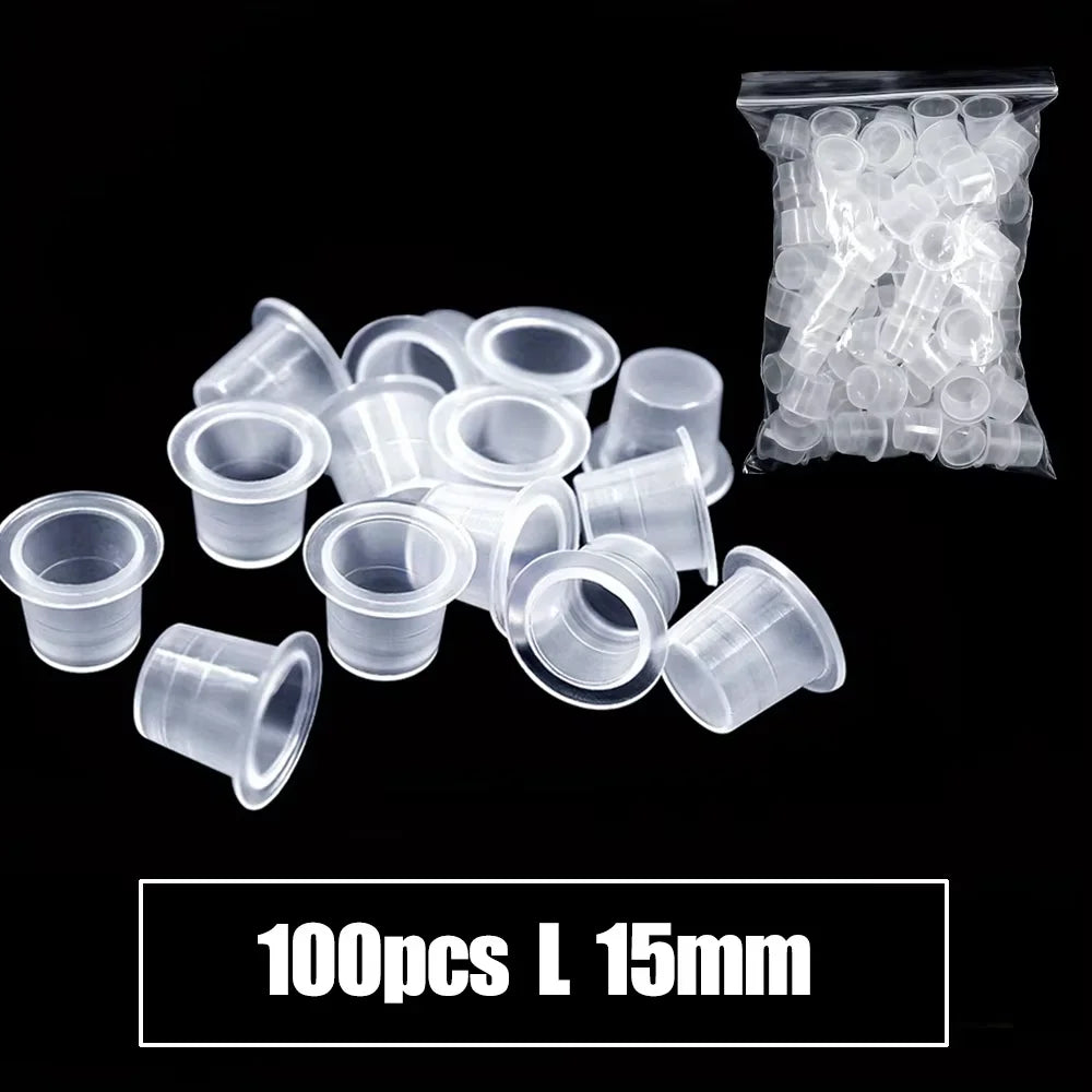 1000/100pcs Disposable Tattoo Ink Cups S/M/L Plastic Clear Holder Container Cap for Tattoo Pigment Permanent Makeup Accessories