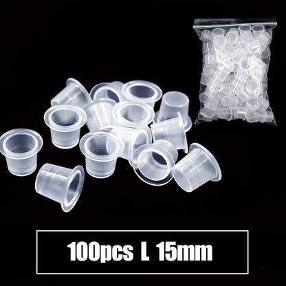 1000/100pcs Disposable Tattoo Ink Cups S/M/L Plastic Clear Holder Container Cap for Tattoo Pigment Permanent Makeup Accessories