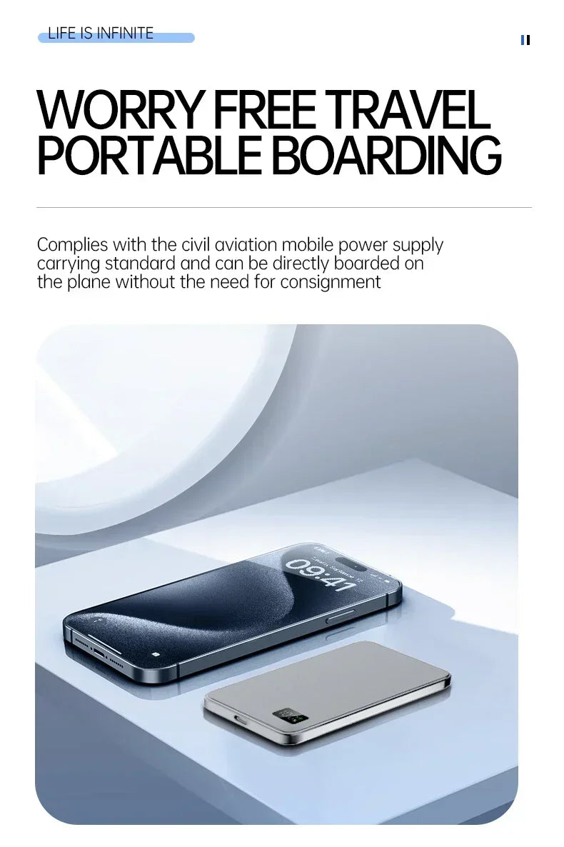 VIVO 50000mAh Thin Magnetic Wireless Power Bank 22.5W Fast Charging Portable External  Battery for Magsafe For iPhone Samsung