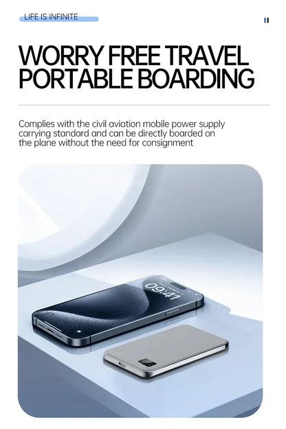 VIVO 50000mAh Thin Magnetic Wireless Power Bank 22.5W Fast Charging Portable External  Battery for Magsafe For iPhone Samsung