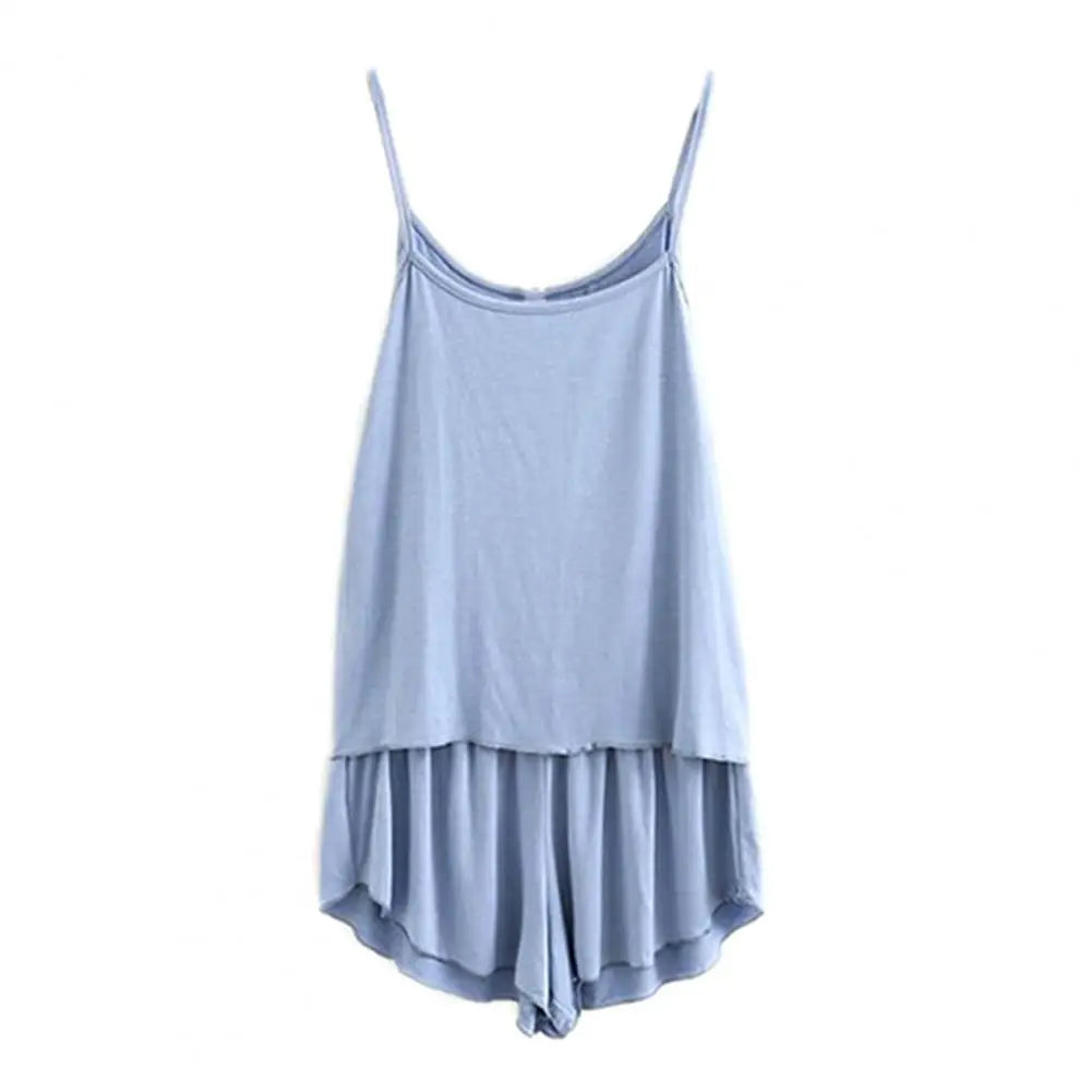 SANWOOD pyjamasset dam med ärmlöst linne och shorts – M–3XL