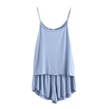 SANWOOD pyjamasset dam med ärmlöst linne och shorts – M–3XL