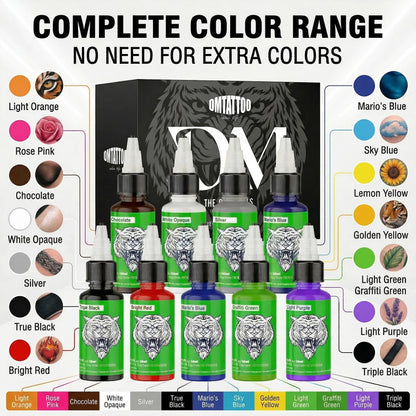 DM Tattoo Ink 15 Color 1OZ/Bottle Natural Plant Extract Pigment Body Painting Long Lasting No Color Loss Professional Tattoo Ink